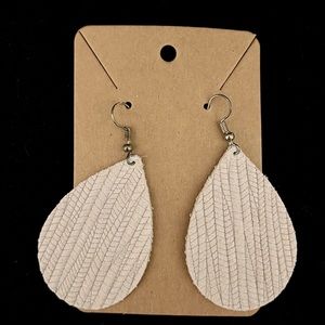 White Leather Earrings, NWOT